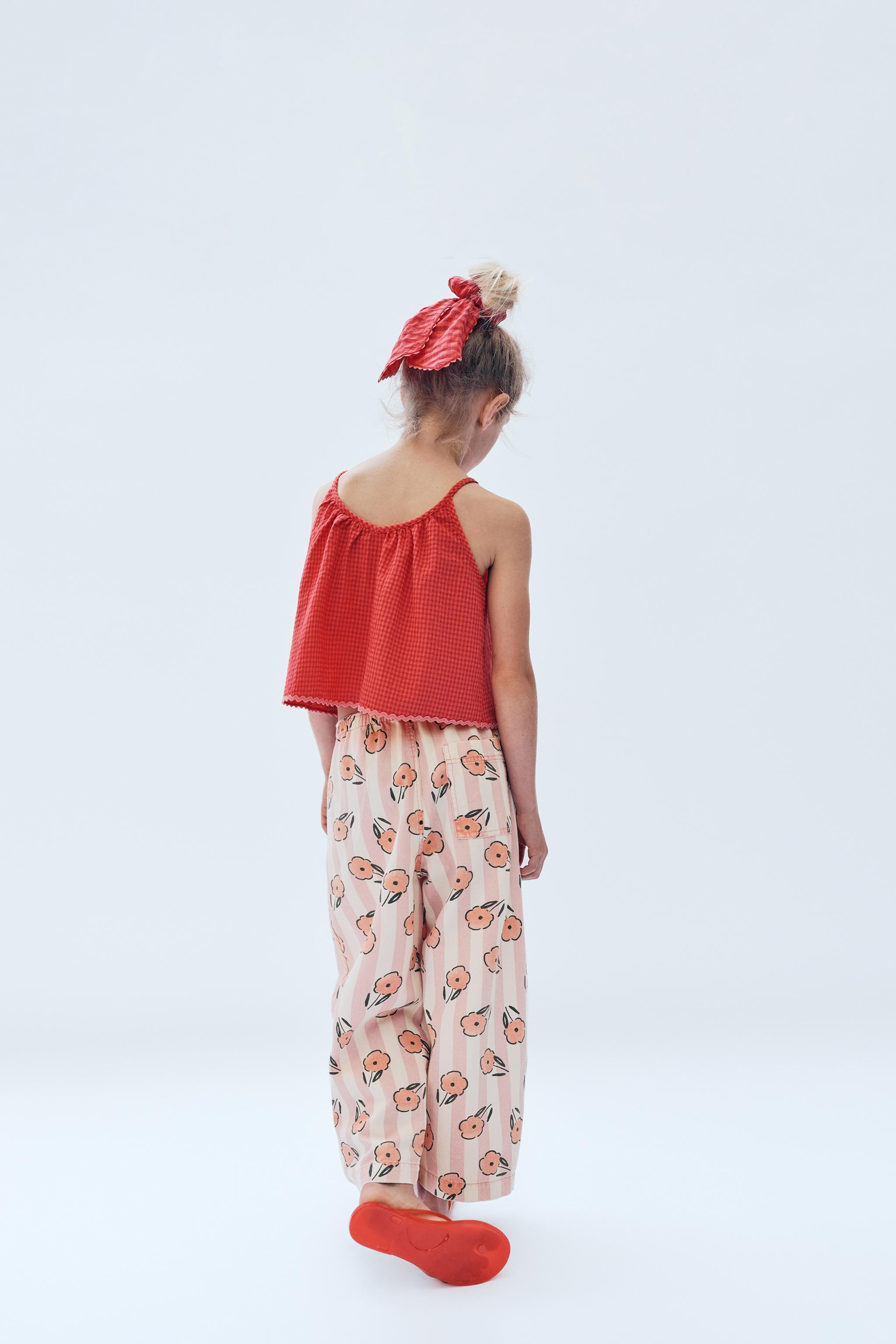 2-14 YEARS / GINGHAM TOP WITH WAVE TRIM - LIMITED EDITION